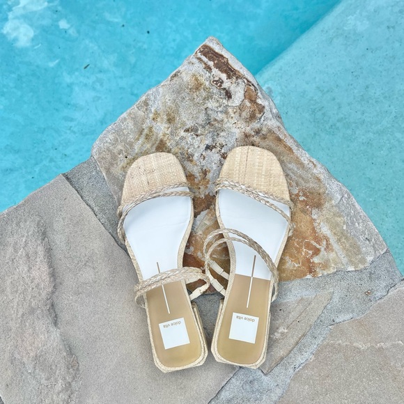 Dolce Vita Raffia Strappy Block Sandals Size 8 - Picture 1 of 3